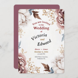 Cartão de Convite para Casamento de Luxe Vitoriano