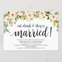 Cartão de Convite para Casamento de Posto de Blush