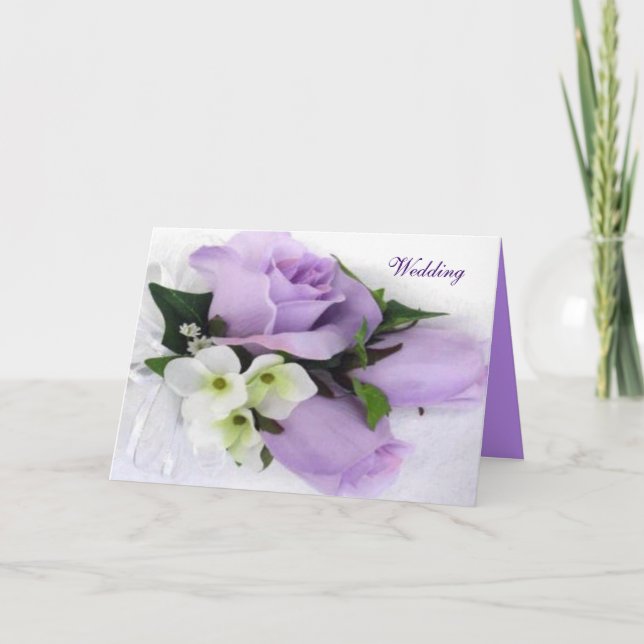 Cartão de Convite para Casamento de Rosa Roxo (Frente)