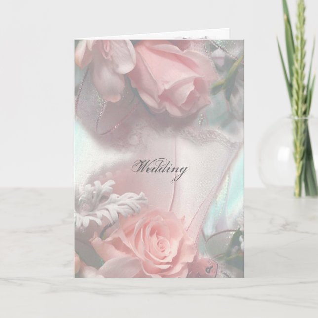 Cartão de Convite para Casamento de Rosas Rosa Sua (Frente)