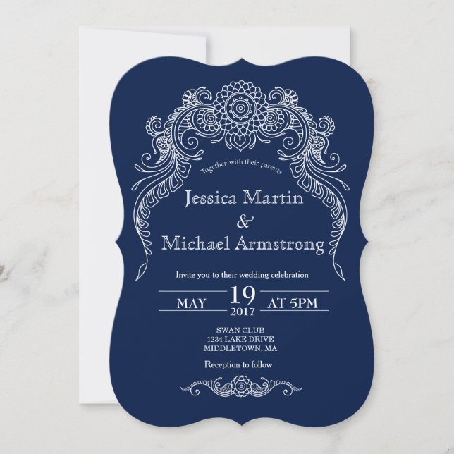 Cartão de convite para casamento do design de rola (Frente)