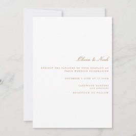 Cartão de Convite para Casamento Dourado e Branco