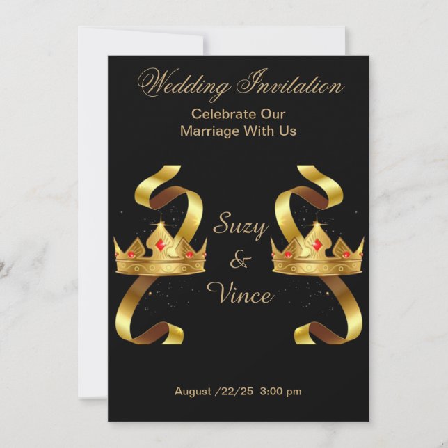 Cartão de Convite para Casamento Dourado Personali (Frente)