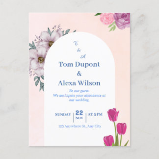 Cartão de Convite para Casamento Floral Colorido V