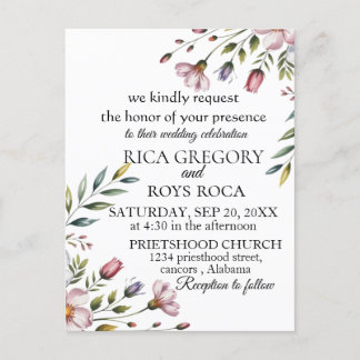 Cartão de Convite para Casamento Floral Elegante W