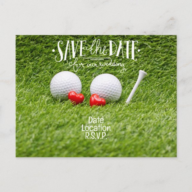 Cartão de Convite para Casamento Golf com dois cor (Frente)