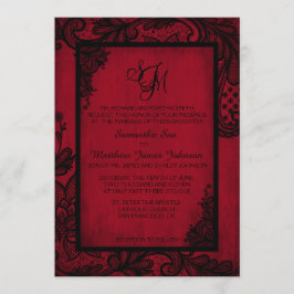 Cartão de Convite para Casamento Gótico de rendas