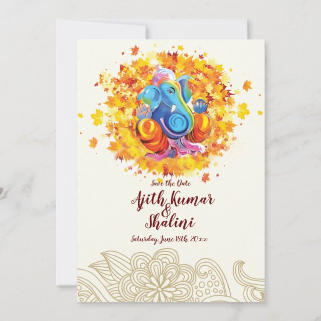 Cartão de Convite para Casamento Hindu (Verso)