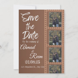 Cartão de Convite para Casamento Marrom Personaliz