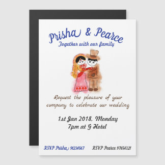 Cartão de convite para casamento para fusão magnét