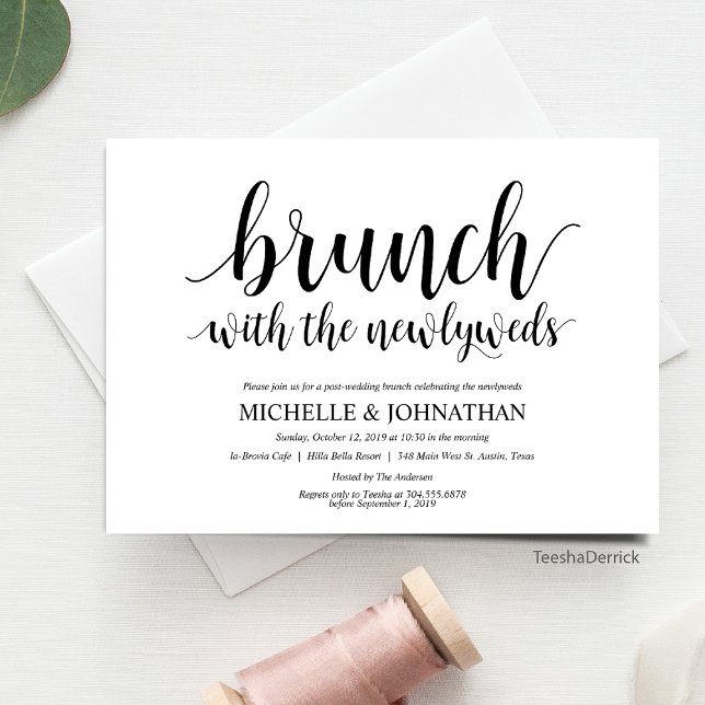 Cartão de Convite para Casamento Poste Russo Brunc (Brunch With The Newlyweds, Post Wedding Elopement Celebration Invitation Card)