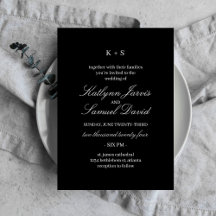 Cartão de convite para casamento preto no Moderno 