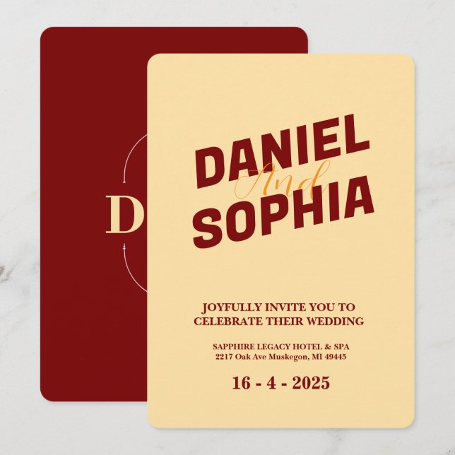 Cartão de convite para casamento retroativo (Frente/Verso)