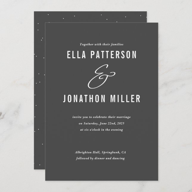 Cartão de Convite para Casamento Simples Mix Moder (Frente/Verso)