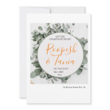 Cartão de Convite para Casamento Verde e Branco El