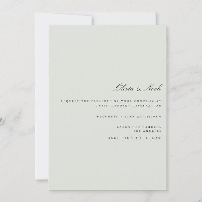 Cartão de Convite para Casamento Verde Elegante Bl (Frente)