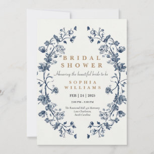 Cartão de convite para chá de casamento Floral Azu