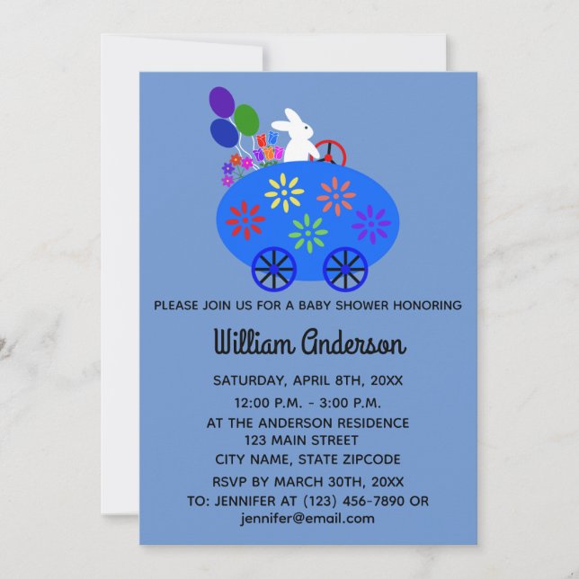 Cartão de Convite Para chá de fraldas Bunny Egg #2 (Frente)