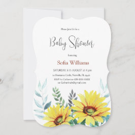 Cartão de convite para chá de fraldas com girassói
