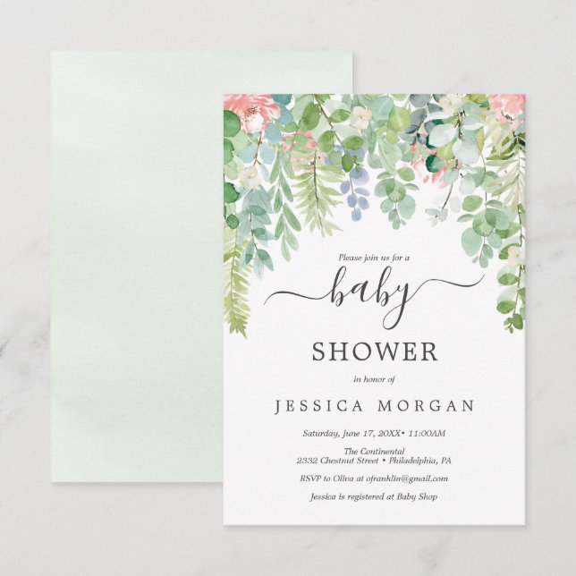 Cartão de Convite para Chá de fraldas de Molde Ver (Frente/Verso)