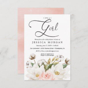 Cartão de Convite para Chá de fraldas Magnolia Cot