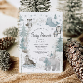 Cartão de Convite para Chás de fraldas de inverno 