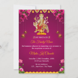 Cartão de Convite para Chowki Mata Ki Tradicional