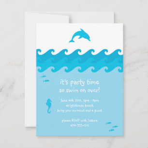 Cartão de Convite para Dolphin e Ocean Waves