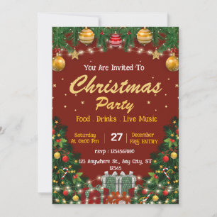 Cartão de convite para eventos de Natal editável