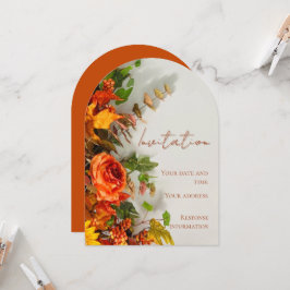 Cartão de Convite para Férias Florals de Ação de G