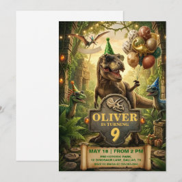 Cartão de Convite para Festa de Aniversário de Din