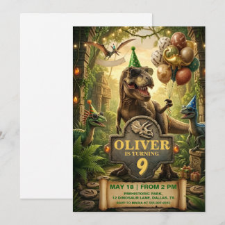 Cartão de Convite para Festa de Aniversário de Din