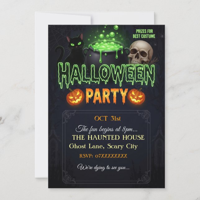 Cartão de Convite para Festas de Halloween | Spook (Frente)
