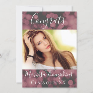 Cartão de Convite para Graduação Chic Bokeh lavand