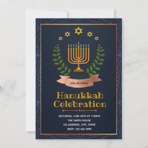 Cartão de convite para hanukkah feliz