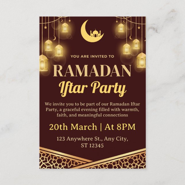 Cartão de Convite para Iftar de Ramadan (Frente)