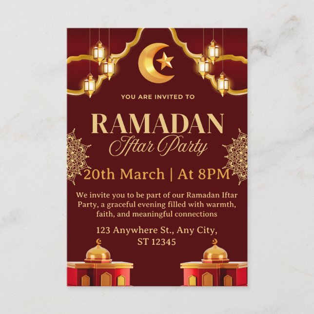 Cartão de Convite para Iftar de Ramadan (Frente)