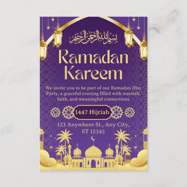 Cartão de Convite para Iftar de Ramadão (Frente)