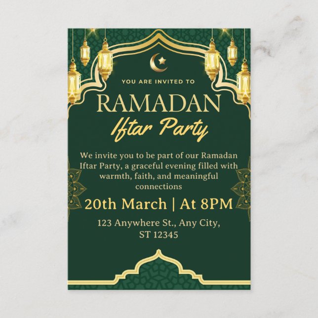 Cartão de Convite para Iftar de Ramadão (Frente)