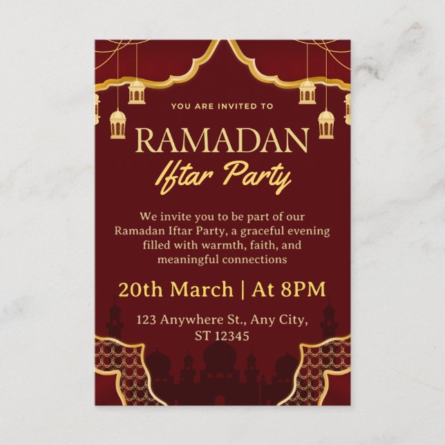 Cartão de Convite para Iftar do Ramadão (Frente)