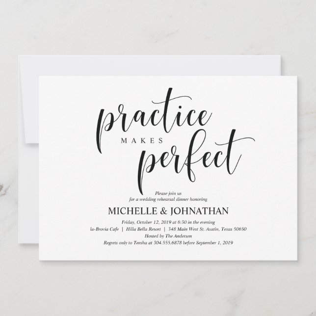 Cartão de Convite para Janto de Ensaio de Casament (Frente)