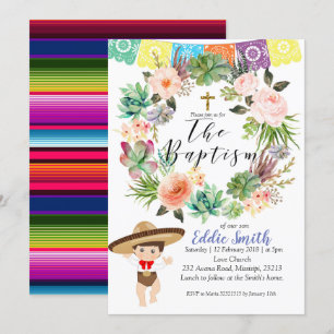Cartão de Convite para Menino Mexicano Baptism