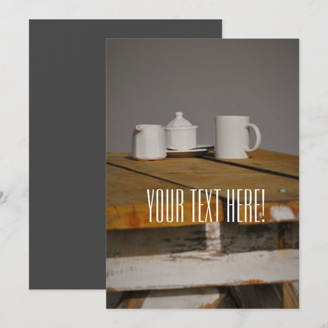 Cartão de Convite Para Mesas Rústica De Chá Com Po (Frente/Verso)