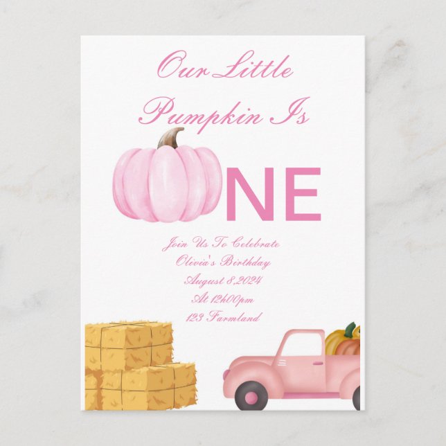 cartão de convite para o aniversário de uma menina (Frente)