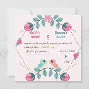 cartão de convite para o casamento floral