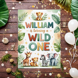 Cartão de Convite para primeiros aniversarios Wild