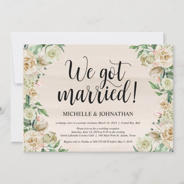 Cartão de Convite para Recepção de Casamento Fuga (Frente)