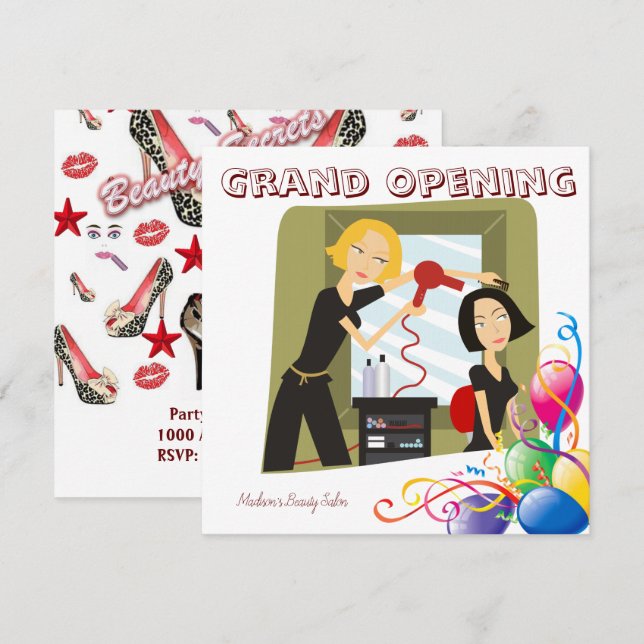 Cartão de Convite para Salão de Beleza na Grande A (Frente/Verso)