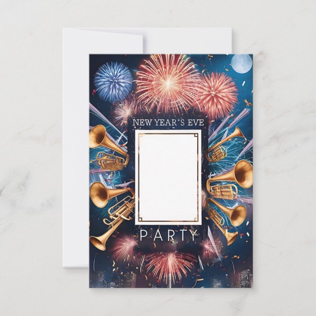 Cartão de Convite para Vazio de Festa de Ano Novo (Frente)