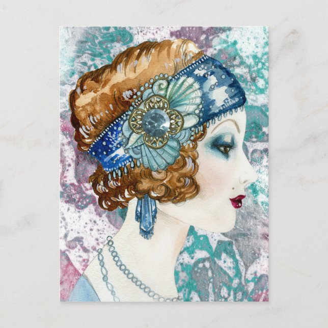 Cartão de Convite Personalizável Dama Flapper dos  (Frente)